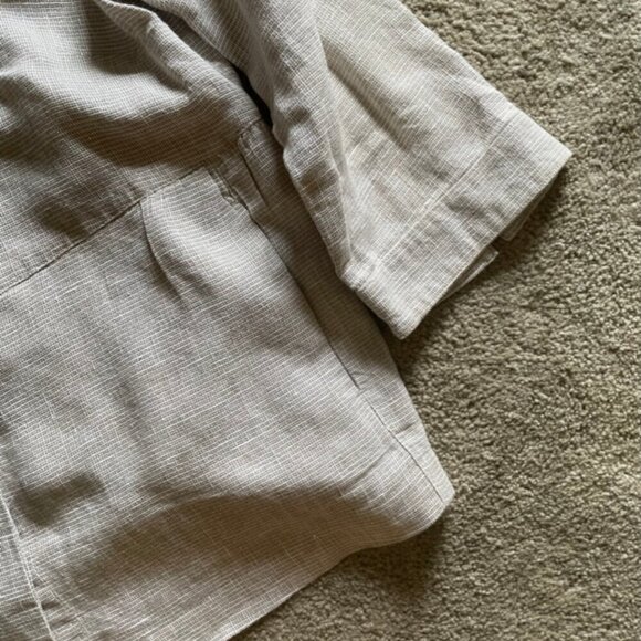 J, Jill Linen Beige Metallic Blend 3/4 Sleeve Button Up Blazer Jacket - Picture 5 of 10